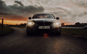 Preview wallpaper bmw 218i, bmw, car, front view, headlights, glow, road