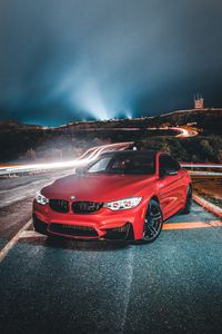 Preview wallpaper bmw 320i, bmw, car, front view, red, road