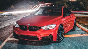 Preview wallpaper bmw 320i, bmw, car, front view, red, road