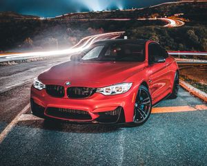 Preview wallpaper bmw 320i, bmw, car, front view, red, road