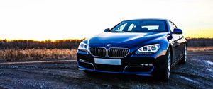 Preview wallpaper bmw 6, bmw, car, front view, sunset