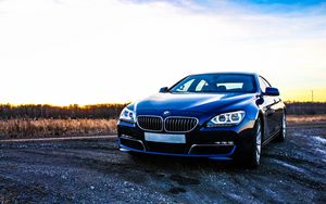 Preview wallpaper bmw 6, bmw, car, front view, sunset