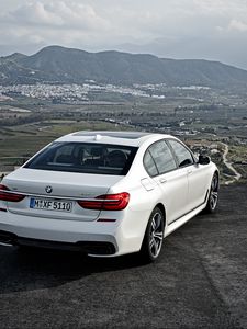 Preview wallpaper bmw, 750li, xdrive, white, rear view