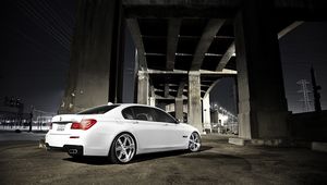 Preview wallpaper bmw 7, 750li, white, rear view