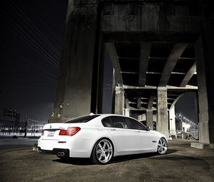 Preview wallpaper bmw 7, 750li, white, rear view