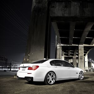 Preview wallpaper bmw 7, 750li, white, rear view