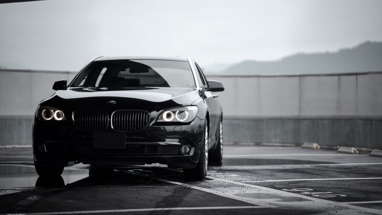 Wallpaper bmw 7, bmw, black, sedan, front view, premium