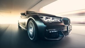 Preview wallpaper bmw 7 series, bmw, car, black, speed