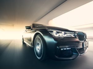 Preview wallpaper bmw 7 series, bmw, car, black, speed