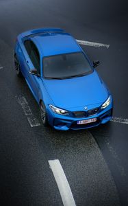 Preview wallpaper bmw, blue, auto, road, street, marking