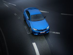 Preview wallpaper bmw, blue, auto, road, street, marking