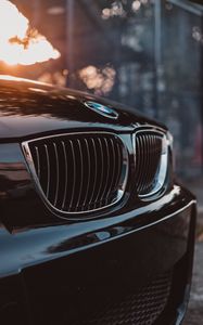 Preview wallpaper bmw, car, black, closeup