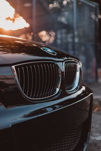 Preview wallpaper bmw, car, black, closeup