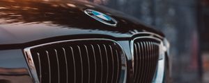 Preview wallpaper bmw, car, black, closeup