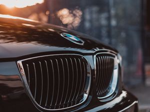 Preview wallpaper bmw, car, black, closeup