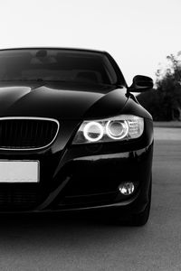 Preview wallpaper bmw, car, black, headlight, front view