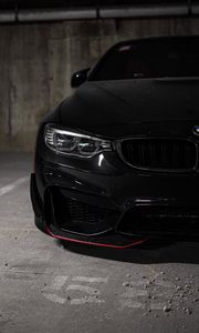 Preview wallpaper bmw, car, black, front view, headlight