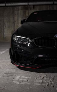 Preview wallpaper bmw, car, black, front view, headlight