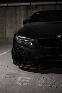 Preview wallpaper bmw, car, black, front view, headlight