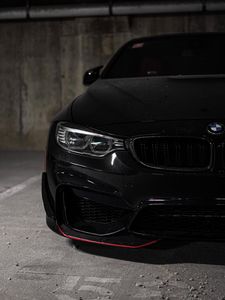 Preview wallpaper bmw, car, black, front view, headlight