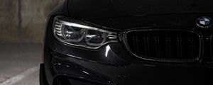 Preview wallpaper bmw, car, black, front view, headlight