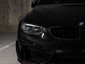 Preview wallpaper bmw, car, black, front view, headlight