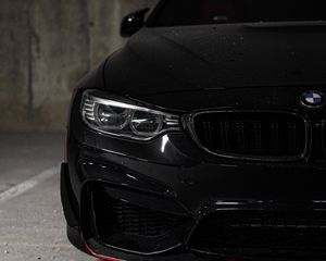 Preview wallpaper bmw, car, black, front view, headlight