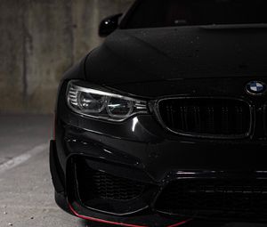 Preview wallpaper bmw, car, black, front view, headlight