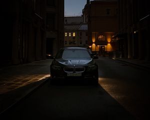 Preview wallpaper bmw, car, black, road, street, dark