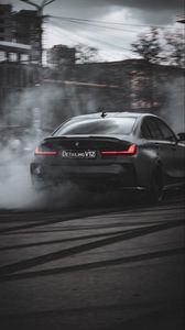 Preview wallpaper bmw, car, black, drift, smoke