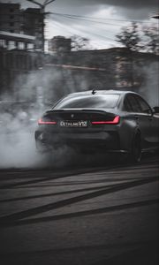 Preview wallpaper bmw, car, black, drift, smoke