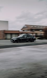 Preview wallpaper bmw, car, black, speed, road