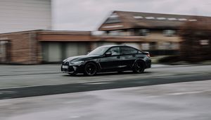 Preview wallpaper bmw, car, black, speed, road