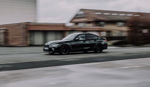 Preview wallpaper bmw, car, black, speed, road