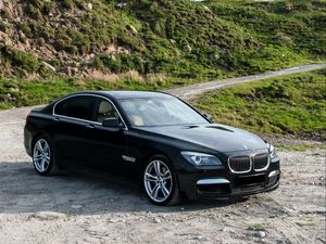 Preview wallpaper bmw, car, black, hills