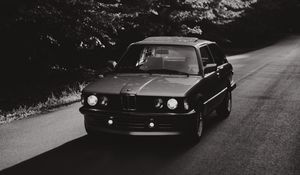 Preview wallpaper bmw, car, bw, road