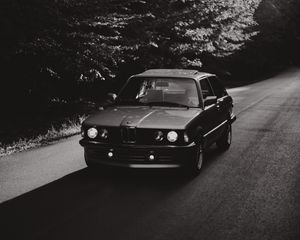 Preview wallpaper bmw, car, bw, road