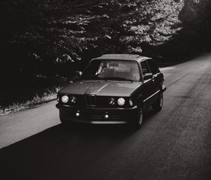 Preview wallpaper bmw, car, bw, road