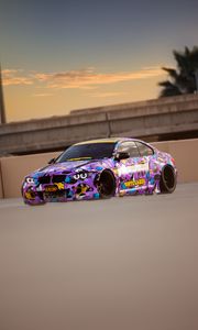 Preview wallpaper bmw, car, drift, track, purple