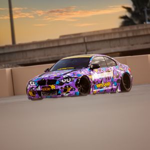 Preview wallpaper bmw, car, drift, track, purple