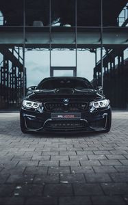 Preview wallpaper bmw, car, front view, black