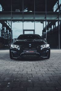 Preview wallpaper bmw, car, front view, black
