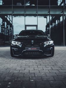 Preview wallpaper bmw, car, front view, black