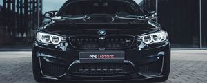 Preview wallpaper bmw, car, front view, black