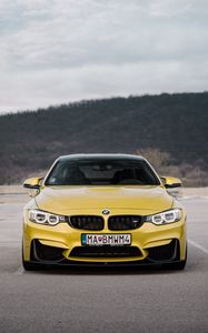 Preview wallpaper bmw, car, front view, yellow