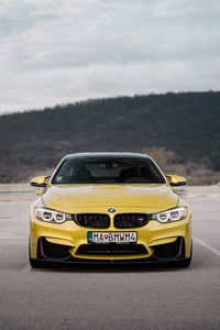Preview wallpaper bmw, car, front view, yellow