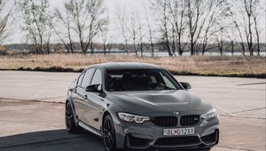 Preview wallpaper bmw, car, front view, gray
