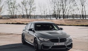 Preview wallpaper bmw, car, front view, gray