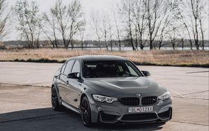 Preview wallpaper bmw, car, front view, gray