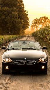 Preview wallpaper bmw, car, front view, headlight, road